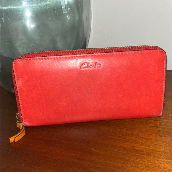 Clarks Handbags - Clarks Red Leather Wallet